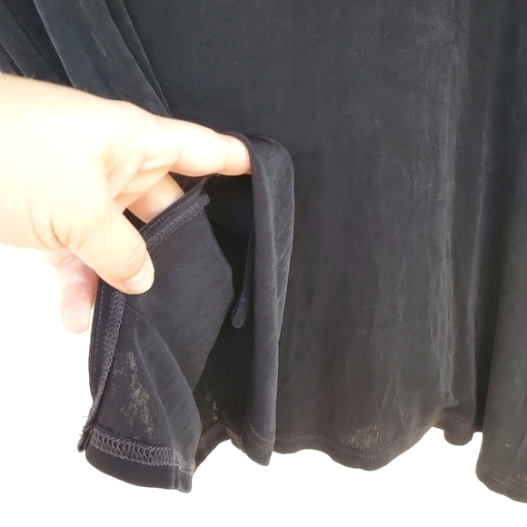 Vtg Brenna's plus sz 2x 3x 4x ribbed black shoulder pads blouse top - Picture 7 of 10
